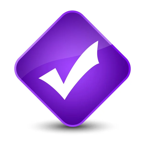 Validation icon elegant purple diamond button — Stock Photo, Image