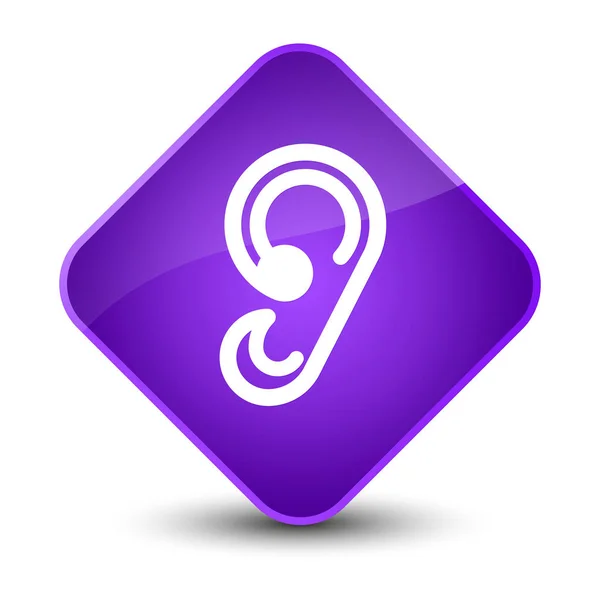 Oído icono elegante botón de diamante púrpura —  Fotos de Stock