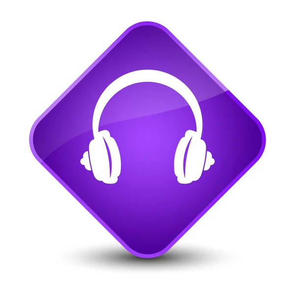 Auriculares icono elegante botón de diamante púrpura — Foto de Stock