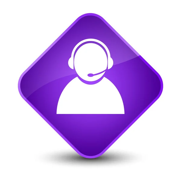 Customer care icon elegant purple diamond button — Stock Photo, Image