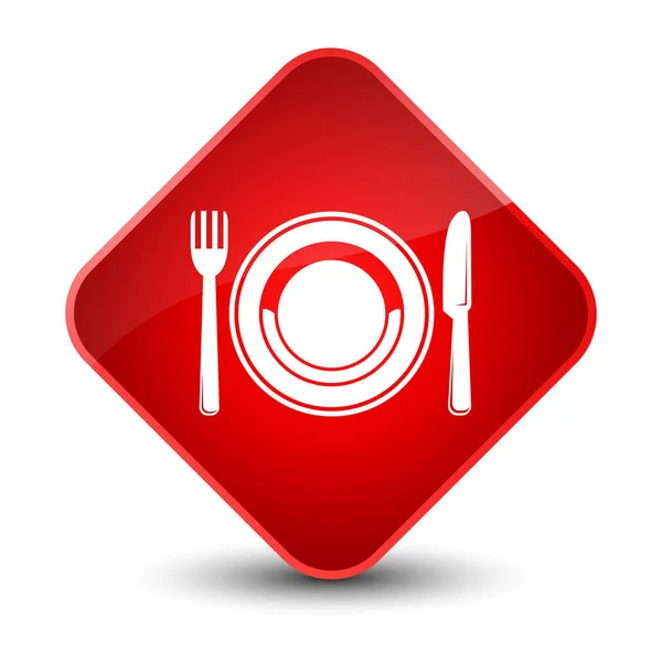 De knoop van de elegante rode ruit van het pictogram van de plaat van voedsel — Stockfoto