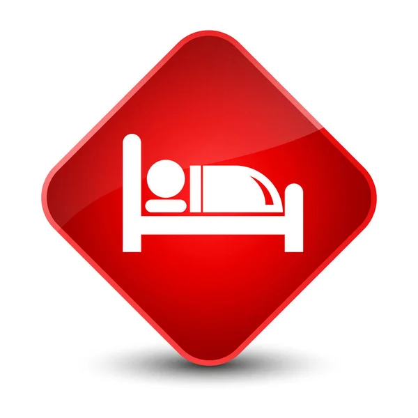 Hotel cama ícone elegante botão de diamante vermelho — Fotografia de Stock