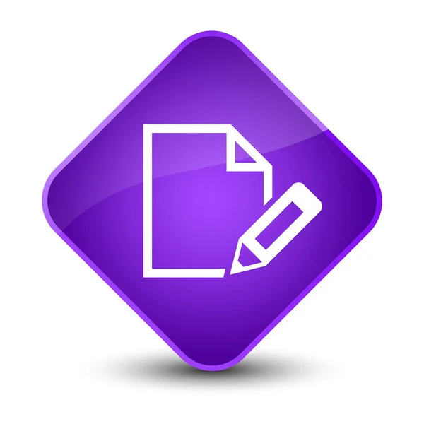 编辑文档图标优雅的紫色菱形按钮 — 图库照片