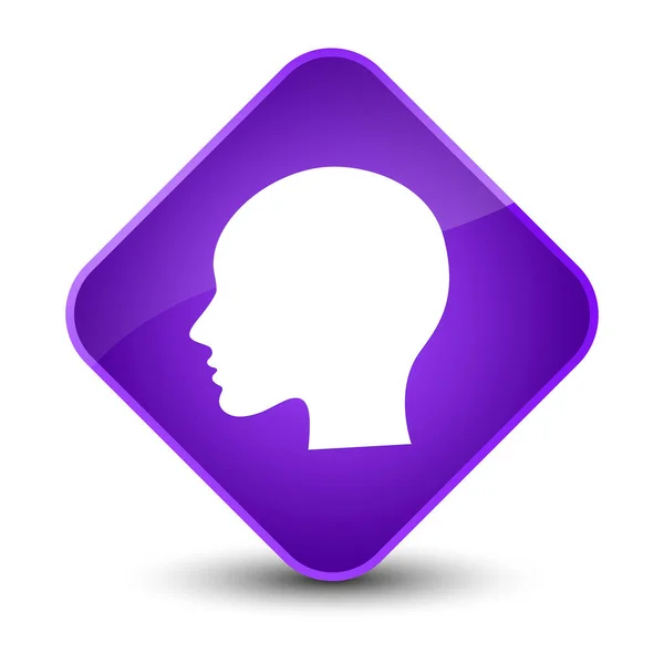 Head woman face icon elegant purple diamond button — Stock Photo, Image