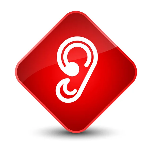 耳アイコン エレガントな赤いダイヤ ボタン — ストック写真