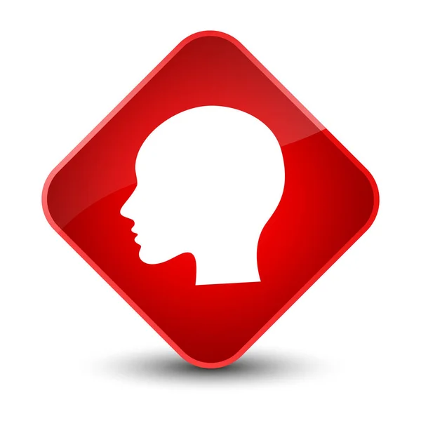Κεφάλι γυναίκας πρόσωπο εικονίδιο κομψό κόκκινο διαμάντι κουμπί — Φωτογραφία Αρχείου