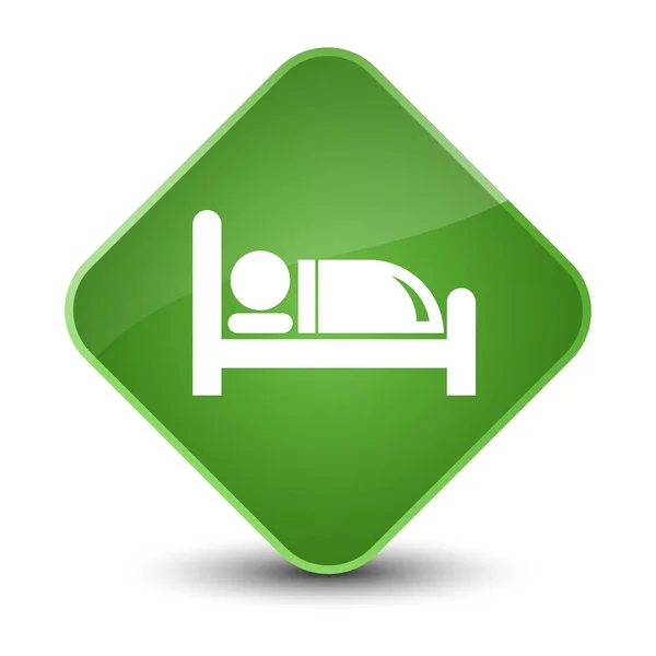 Icono de la cama del hotel elegante botón de diamante verde suave —  Fotos de Stock