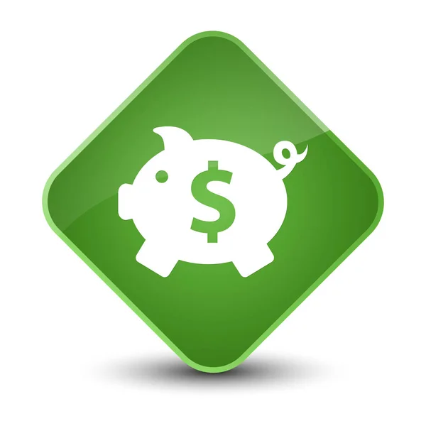 Piggy banco dólar sinal ícone elegante botão diamante verde suave — Fotografia de Stock