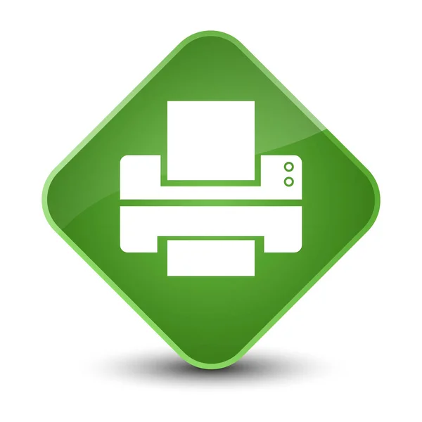 Icono de la impresora elegante botón de diamante verde suave — Foto de Stock
