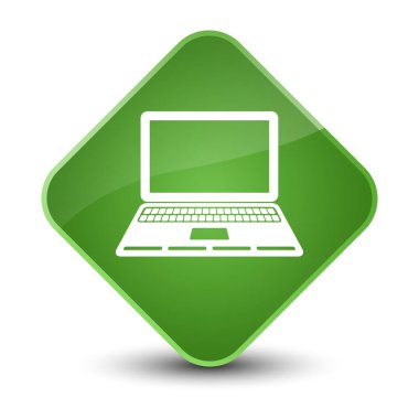 Dizüstü bilgisayar kutsal kişilerin resmi zarif yumuşak yeşil elmas düğme