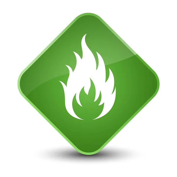 Tűz ikon elegáns lágy zöld gyémánt gombot — Stock Fotó