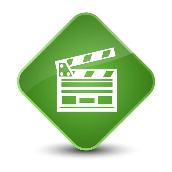 Ícone clipe de cinema elegante botão de diamante verde suave — Fotografia de Stock