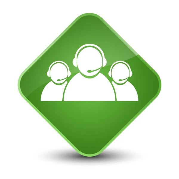 Піктограма команди обслуговування клієнтів елегантна м'яка зелена алмазна кнопка — стокове фото