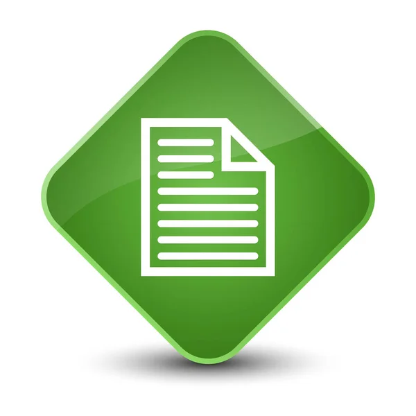 Ícone de página de documento elegante botão de diamante verde suave — Fotografia de Stock