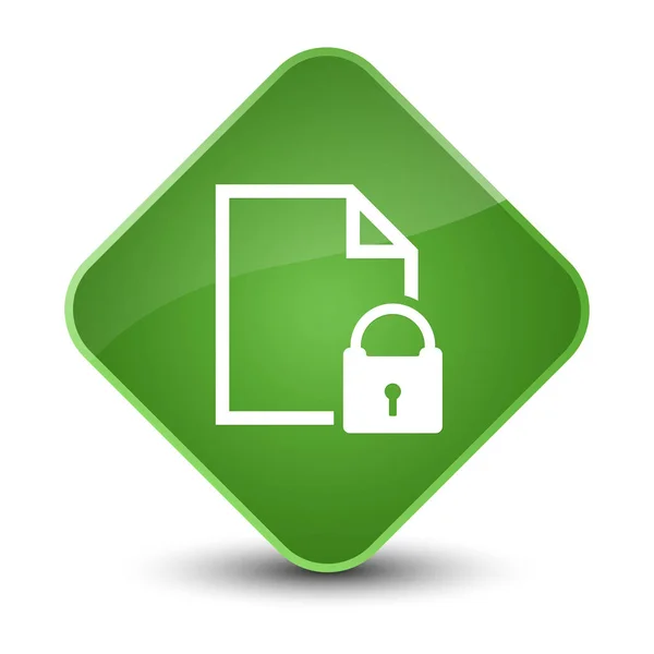 Elegante zachte groene diamant knoop van het pictogram van beveiligd document — Stockfoto