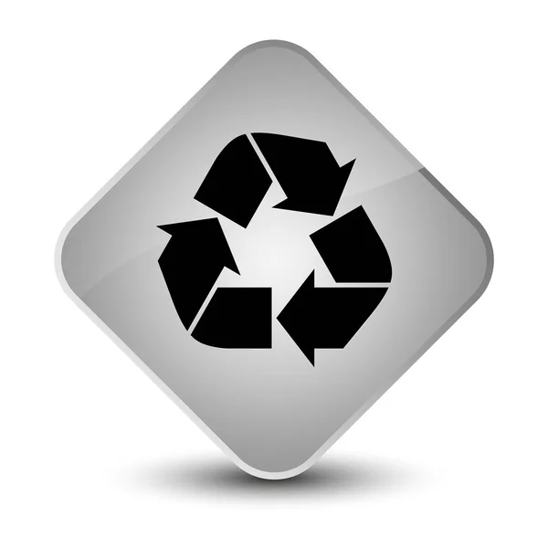 Ícone de reciclagem elegante botão de diamante branco — Fotografia de Stock