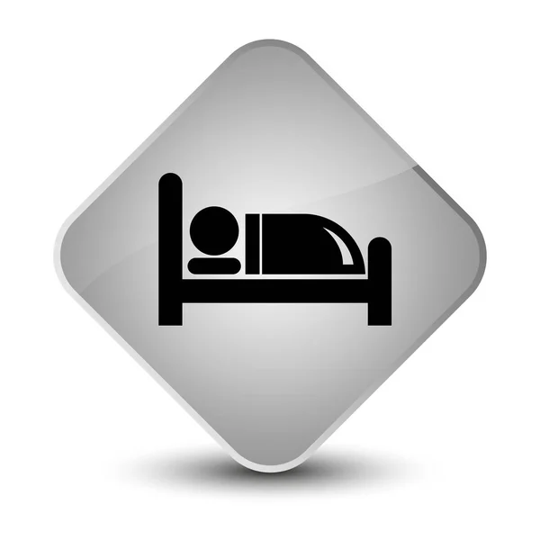 Hotelbett-Symbol eleganter weißer Diamant-Knopf — Stockfoto