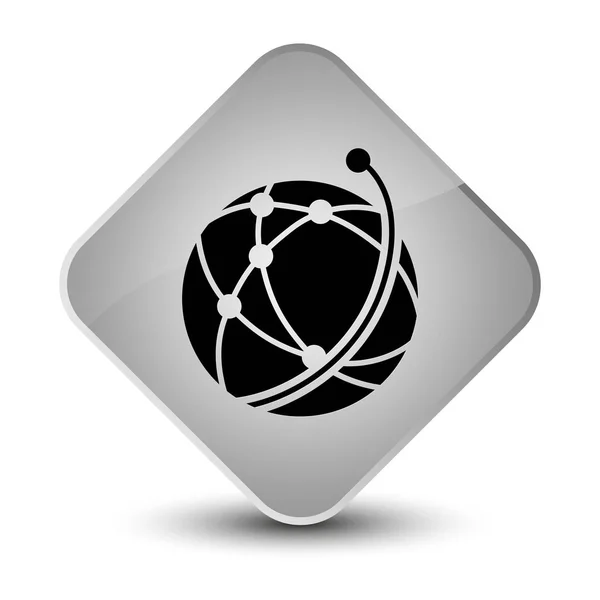Глобальна піктограма мережі елегантна біла алмазна кнопка — стокове фото