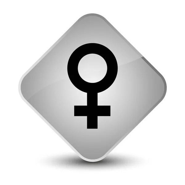 Female sign icon elegant white diamond button — Stock Photo, Image