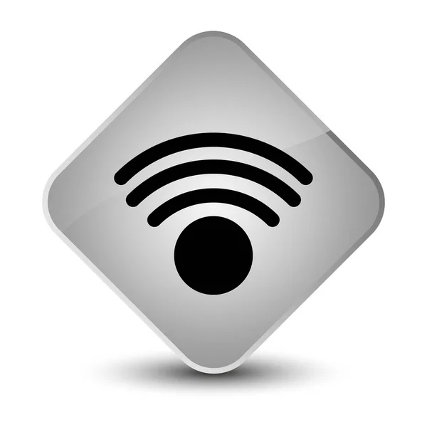Ikon Wifi tombol berlian putih yang elegan — Stok Foto