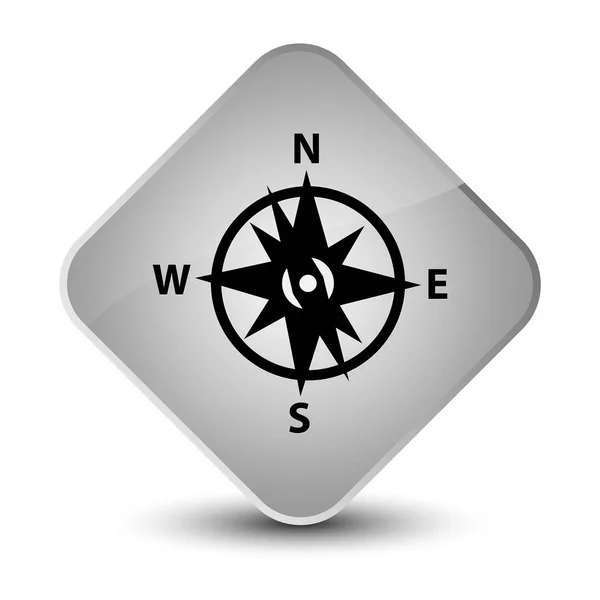 Compass icon elegant white diamond button — Stock Photo, Image