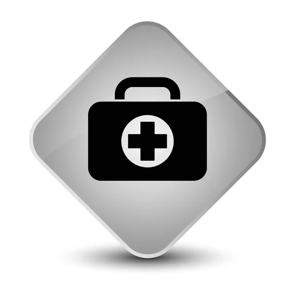 First aid kit bag icon elegant white diamond button — Stock Photo, Image
