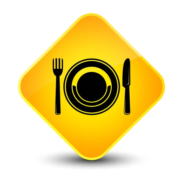 Placa de comida ícone elegante botão de diamante amarelo — Fotografia de Stock