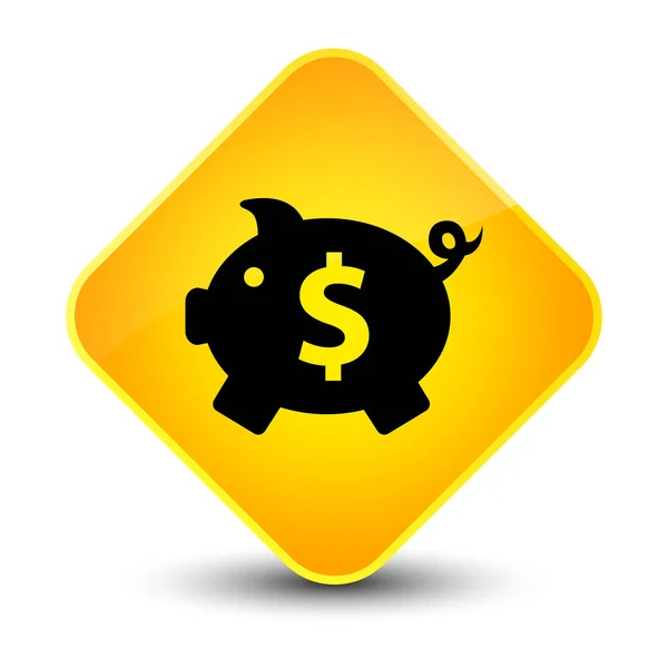 Piggy banco dólar signo icono elegante botón de diamante amarillo —  Fotos de Stock