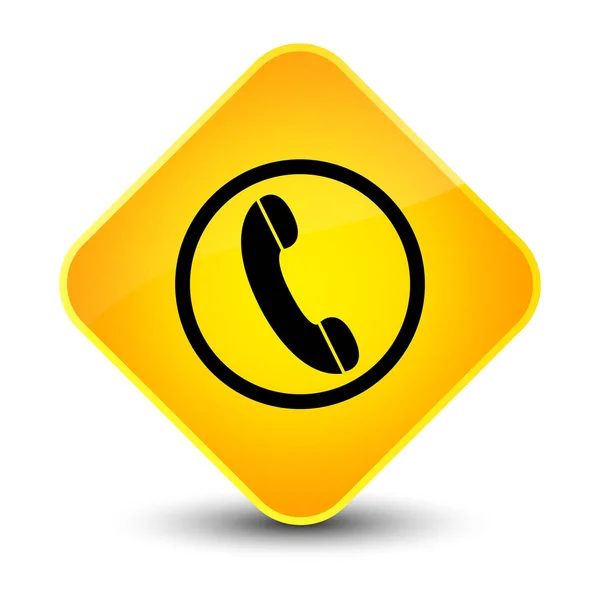 Tlačítko telefonu elegantní žlutého čtverečku ikony — Stock fotografie