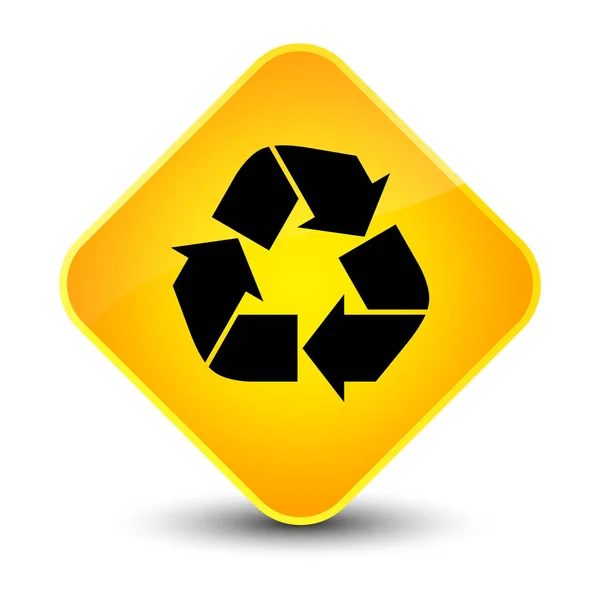 Ícone de reciclagem elegante botão de diamante amarelo — Fotografia de Stock
