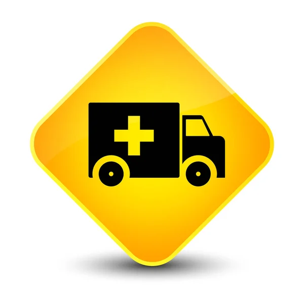 Icono de ambulancia elegante botón de diamante amarillo —  Fotos de Stock