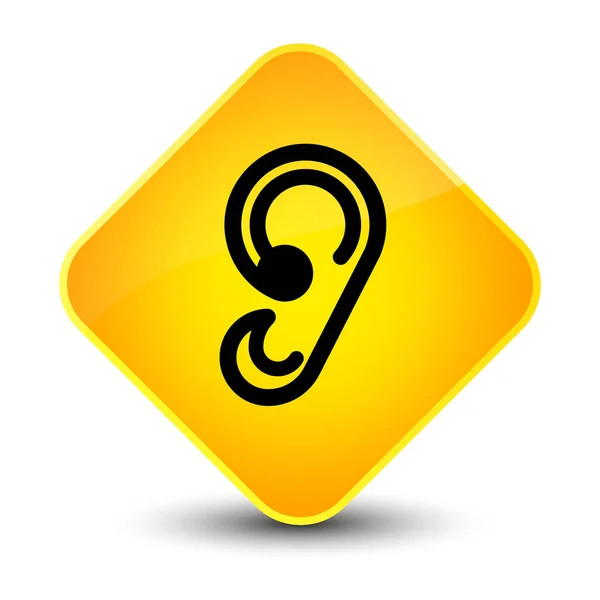Ícone de ouvido elegante botão de diamante amarelo — Fotografia de Stock