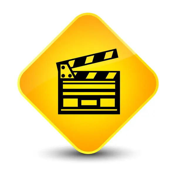 Ícone clipe de cinema elegante botão de diamante amarelo — Fotografia de Stock