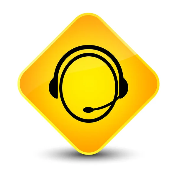 Customer care service icon elegant yellow diamond button — Stock Photo, Image