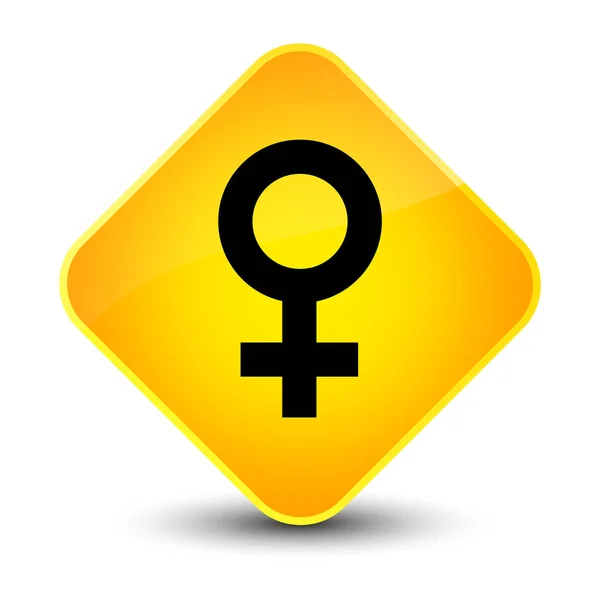 Ícone de sinal feminino elegante botão de diamante amarelo — Fotografia de Stock