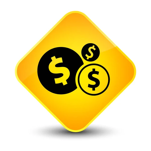 Finanzas dólar signo icono elegante botón de diamante amarillo —  Fotos de Stock