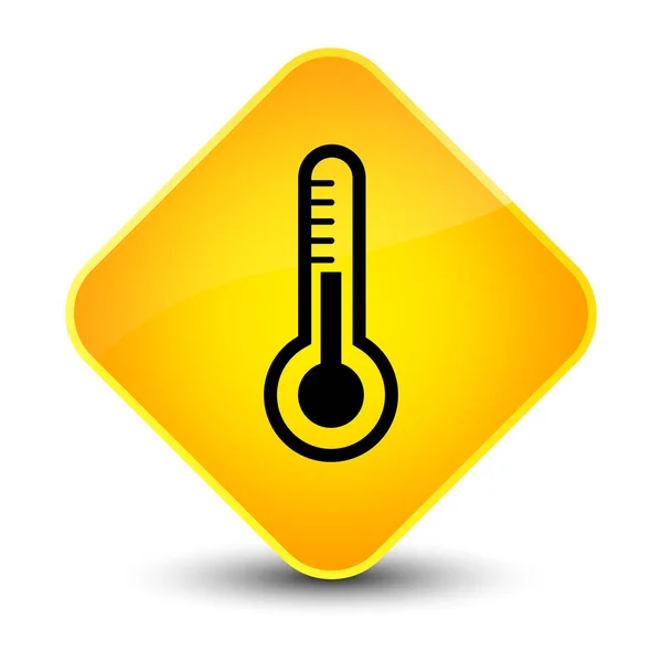Піктограма термометра елегантна жовта алмазна кнопка — стокове фото
