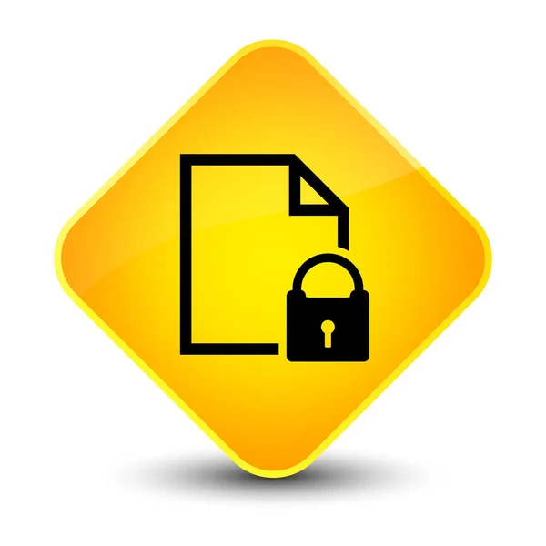 Secure document icon elegant yellow diamond button — Stock Photo, Image
