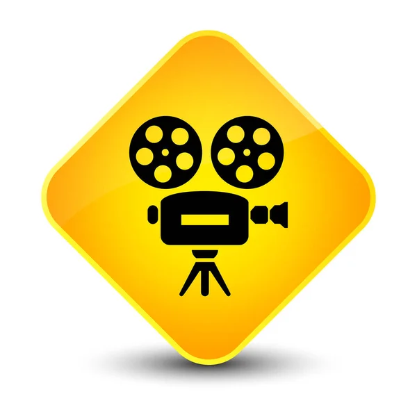 비디오 카메라 아이콘 우아한 노란색 다이아몬드 단추 — 스톡 사진