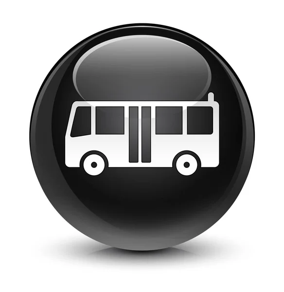 Busz ikon üveges fekete kerek gomb — Stock Fotó