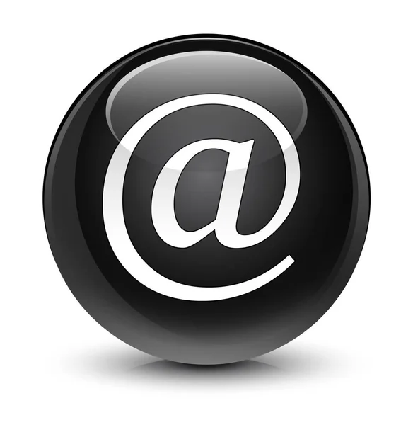 Ícone de endereço de e-mail vítreo botão redondo preto — Fotografia de Stock