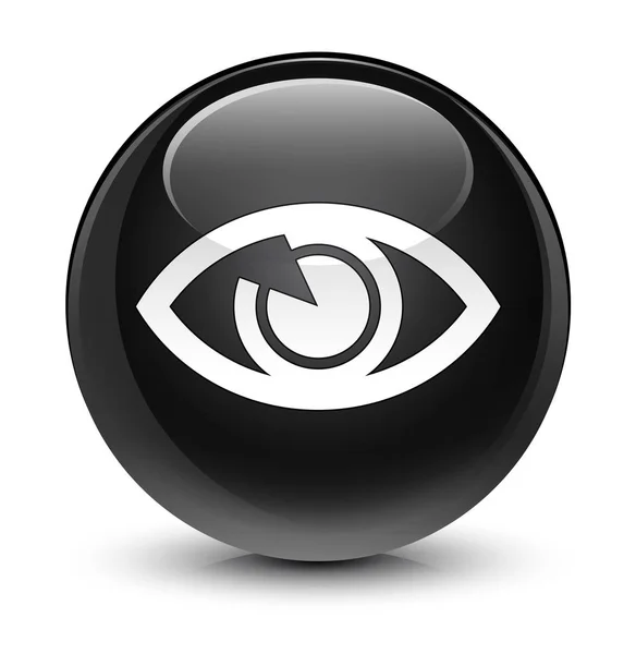 Augensymbol glasig schwarzer runder Knopf — Stockfoto