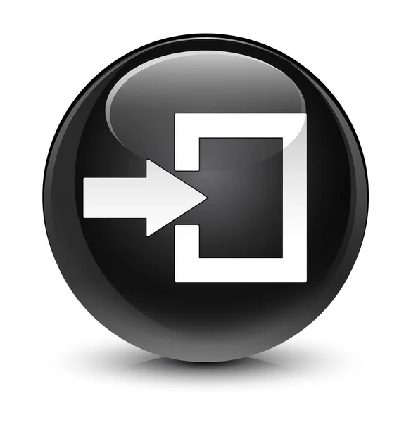 Przycisk okrągły czarny ikona szklisty logowania — Zdjęcie stockowe