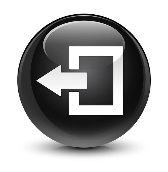 Ícone de saída botão redondo preto vítreo — Fotografia de Stock