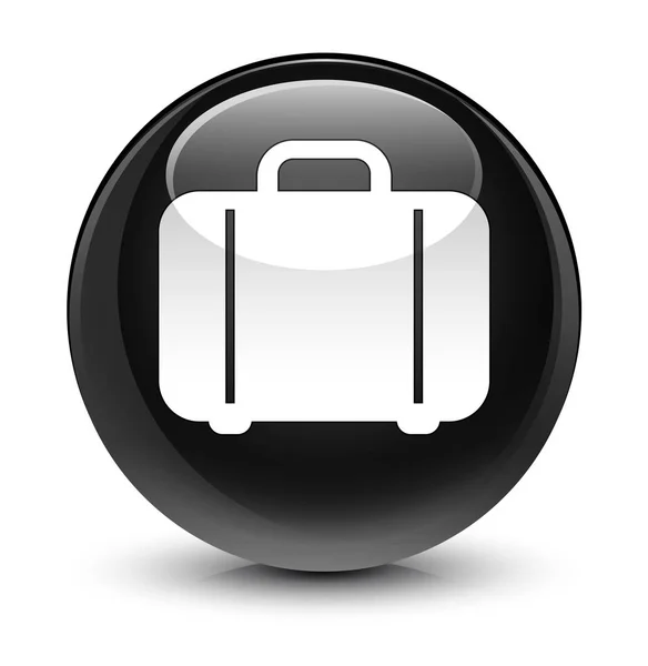 Taška ikonu sklovité černé kulaté tlačítko — Stock fotografie