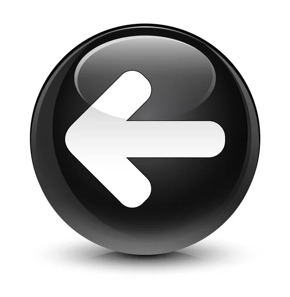Geri ok simgesi camsı siyah yuvarlak düğmesi — Stok fotoğraf