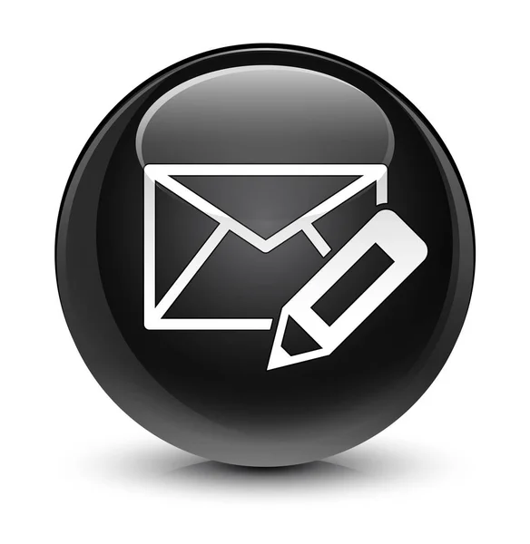Editar ícone de e-mail vítreo botão redondo preto — Fotografia de Stock