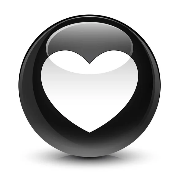 Heart icon glassy black round button — Stock Photo, Image