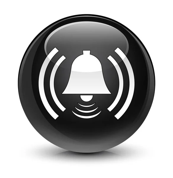 Icono de alarma botón redondo negro vidrioso —  Fotos de Stock