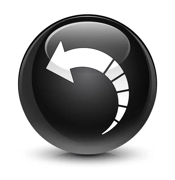 Назад іконка зі стрілкою скляна чорна кругла кнопка — стокове фото
